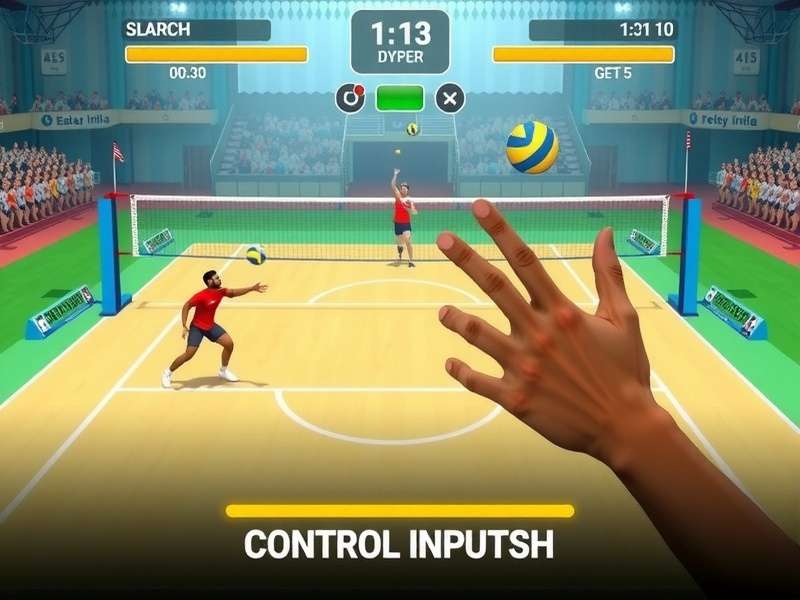 Volley Super Stars gameplay screenshot showing intense volleyball action
