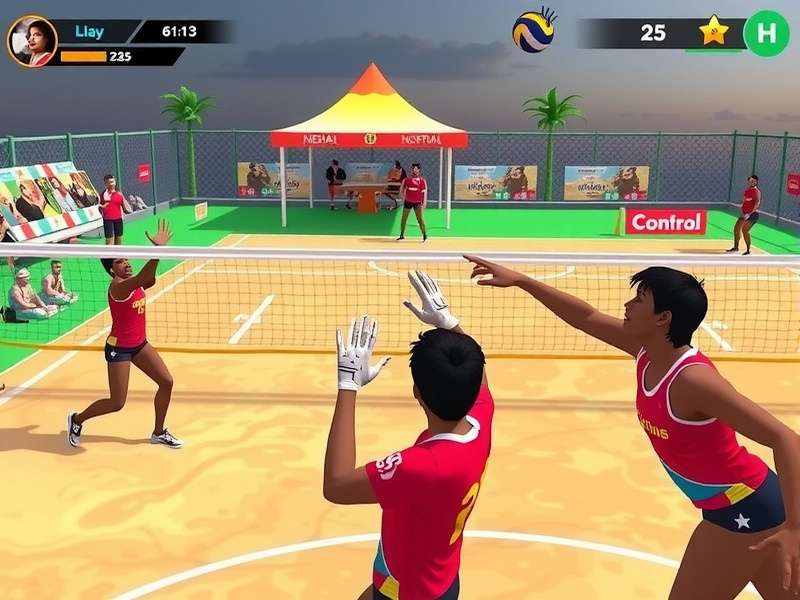 Volley Super Stars control tutorial showing gesture inputs